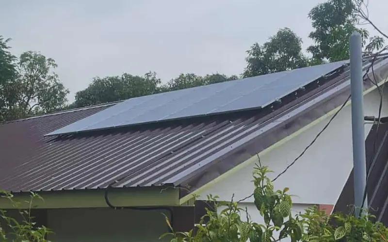 Solar panels on the roof of Binuangan Methodist Church in Bagac